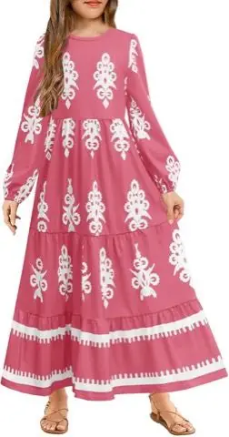 Pink Boho Tiered Maxi Dress, product photo